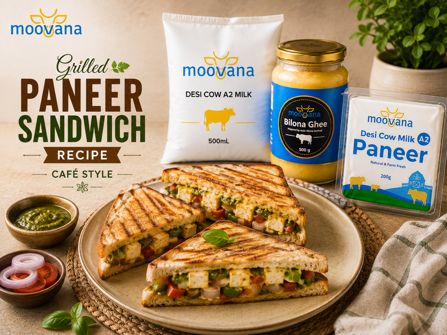 Grilled Paneer Sandwich Recipe (Café Style)