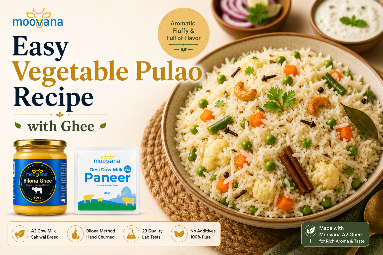 Easy Vegetable Pulao Recipe with Ghee