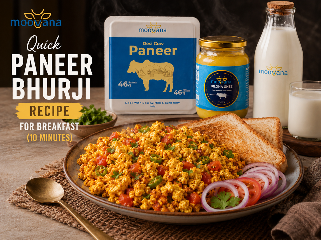 Quick Paneer Bhurji Recipe for Breakfast (10 Minutes) with Moovana Paneer