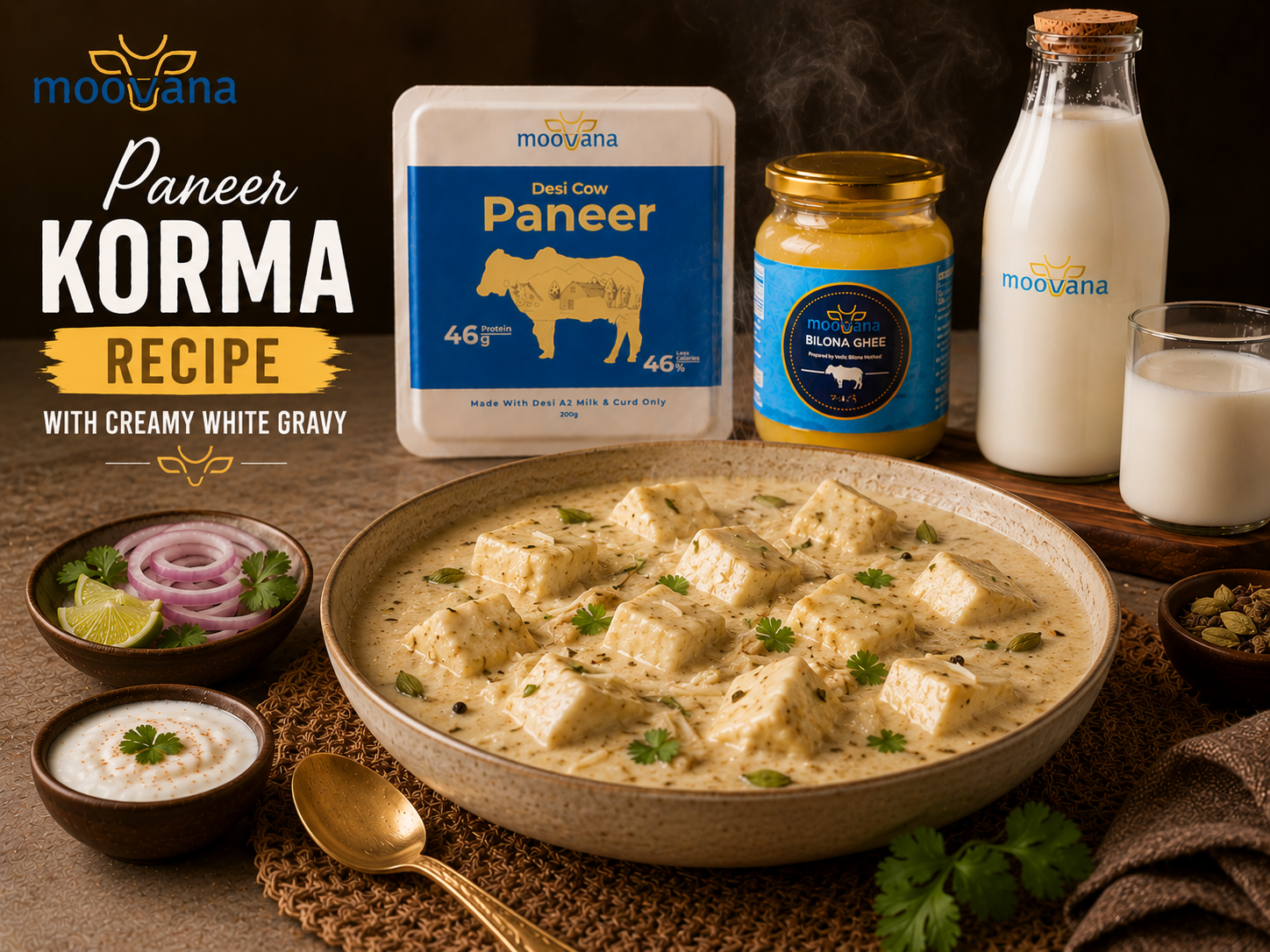 Paneer Korma Recipe with Creamy White Gravy