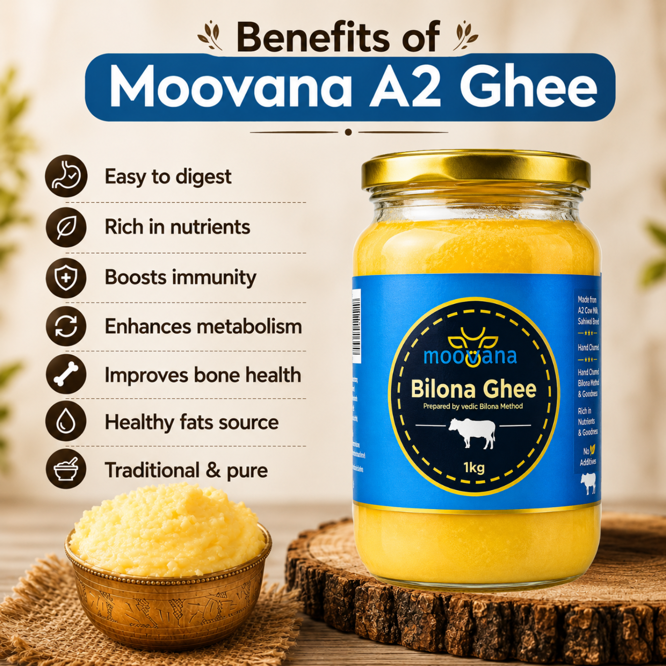 Premium A2 Cow Ghee - Traditional Bilona Churned