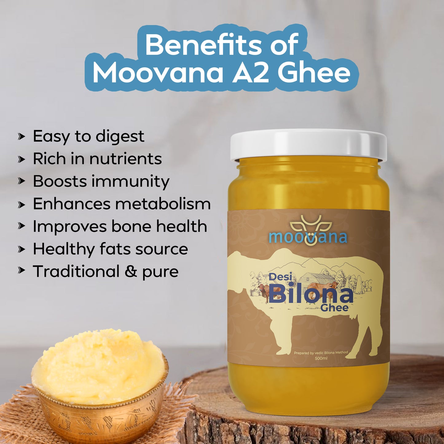 Premium A2 Cow Ghee - Traditional Bilona Churned